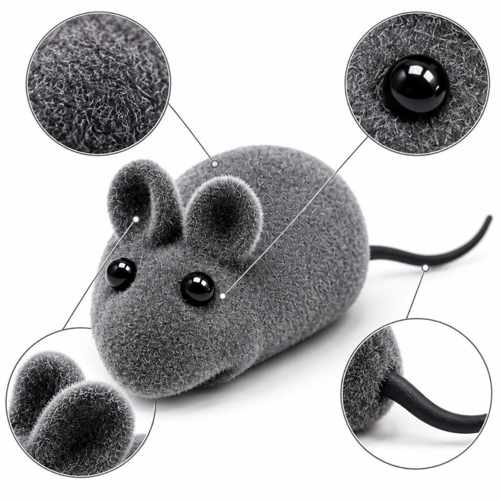 Kit Brinquedos para Gatos Ratinhos com Apito Vinil Veludo Pet Interativo Anti-Stress para Gatinhos Filhotes e Adultos.