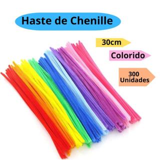 Haste de chenille colorido 30cm Para artesanato 100 unidades