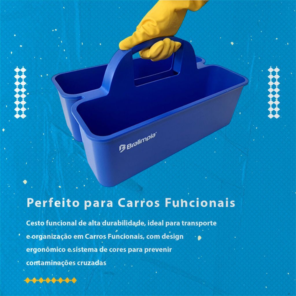 Cestinha Cesto Funcional Azul Organizador de Produtos de Limpeza Acessórios Obra Alça Multifunção · foto 2