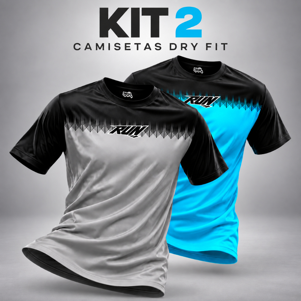 Kit 2 Camisetas Dry Fit Masculina Esportiva Academia Treino Corrida Crossfit Caminhada Ciclismo