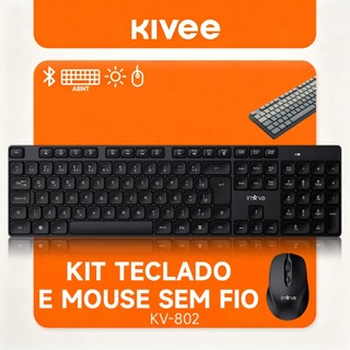 Kivee Kit Teclado Mouse Bluetooth Ultrafino Silencioso Sem Fio ABNT2