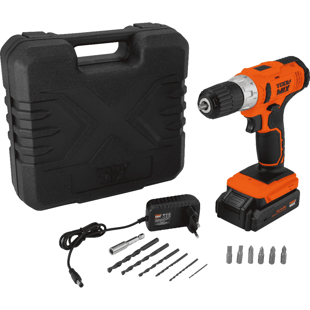 Parafusadeira Furadeira 12V Toolmix PFT012 20Nm Bateria de Lítio Maleta Mandril 10mm