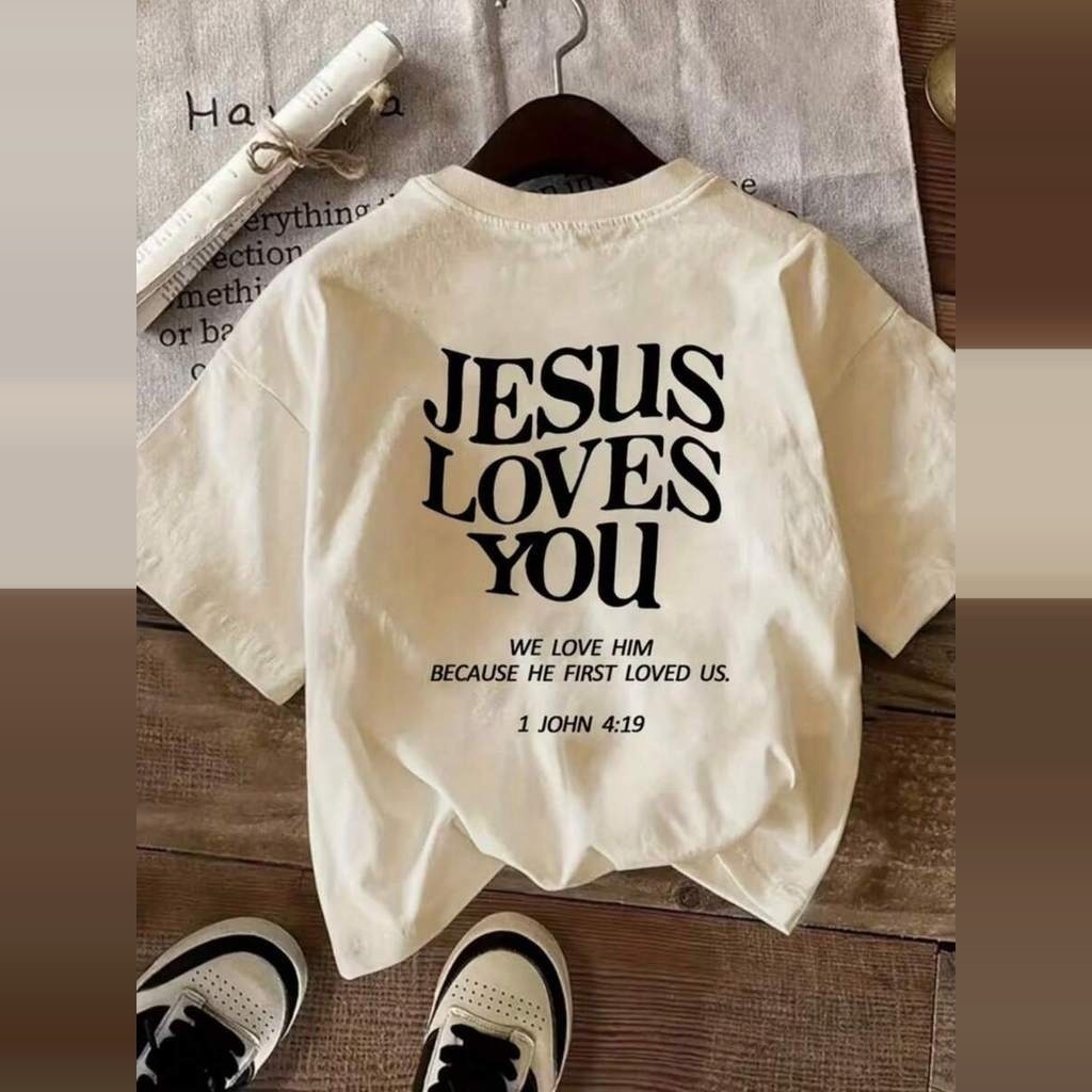 Tshirt Feminina Estilosa Camisa Estampada JESUS LOVE YOU Estampada Lançamento Camiseta 100% Algodão Cristão