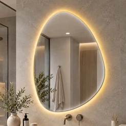 Espelho Grande Com Led 3 Cores 80x60 Botão Touch Lapidado Premium para Banheiro Quarto Lavabo