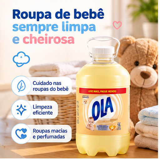 Sabão Líquido Ola Bebê para Roupas Finas e Delicadas 3,8L