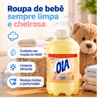 Sabão Líquido Ola Bebê para Roupas Finas e Delicadas 3,8L