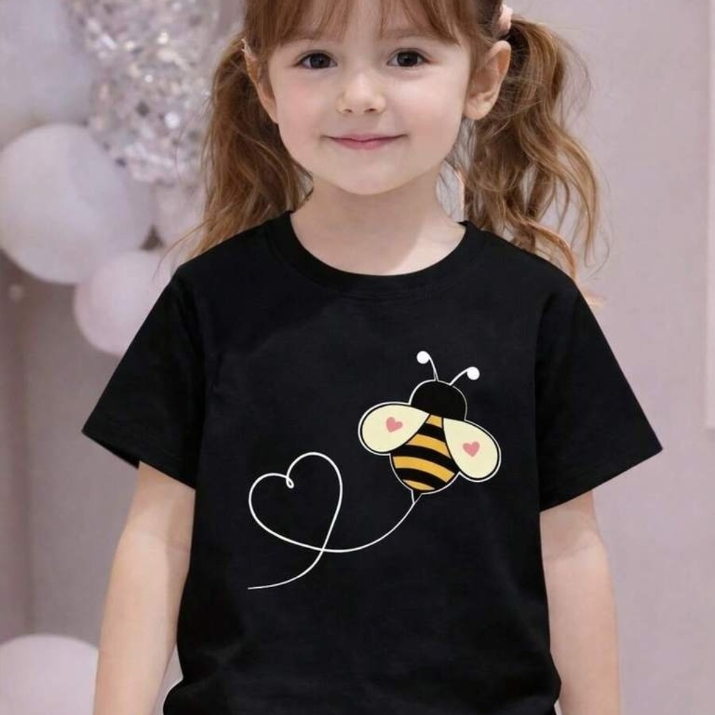 Blusinha Camiseta Infantil Menina Estampada Abelhinha 100% Algodão Malha 30.1 Blusa Kids