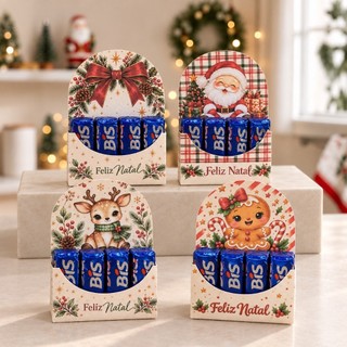 Kit 15 caixas Porta Bis Natalino - Mimo Lembrancinha de Natal - PEGUE E MONTE