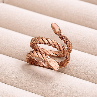 Anel de Cobre Puro Serpente Ajustável Espiral Cobra Torcido Feminino Masculino Unissex Artesanal Presente