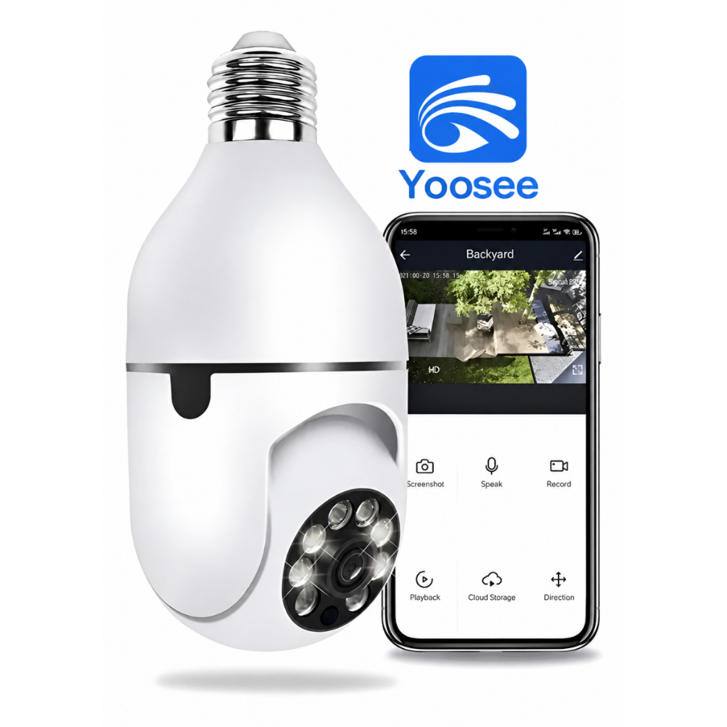 Câmera Lâmpada Wi-Fi 360° YOOSEE Full HD 1080p Visão Noturna Colorida com Áudio e App
