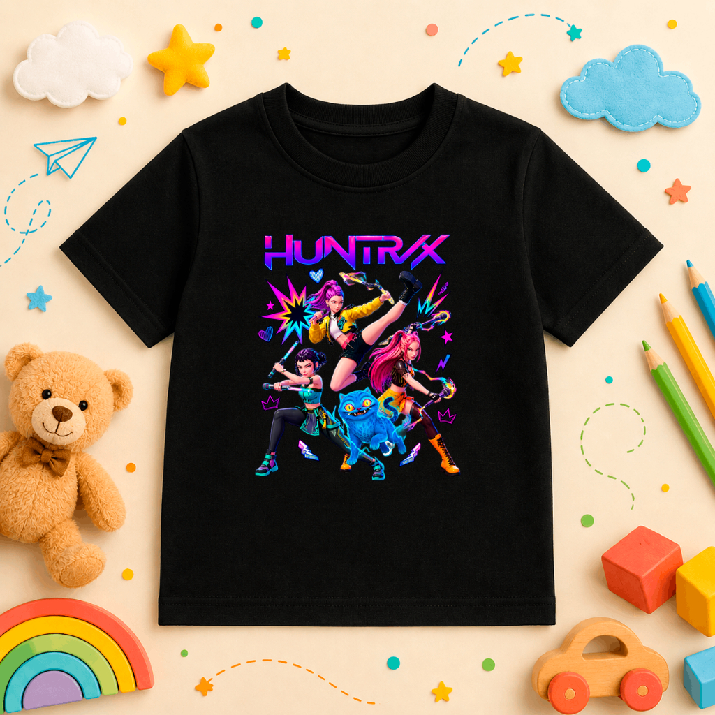 Camiseta Infantil Guerreiras Kpop Personagens Música 100% Algodão Unissex Menino Menina Bebê Infanto Juvenil Estampa DTF