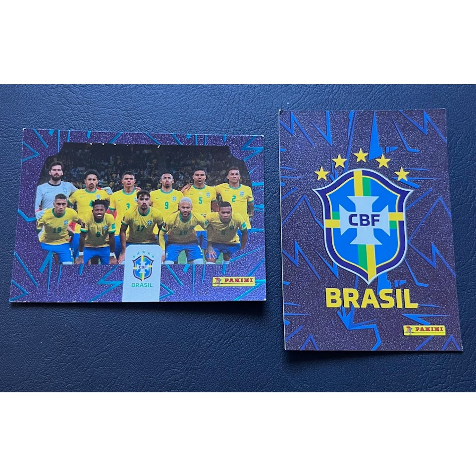 Cards da Formação e Brasão da Seleção Brasileira Edição Limitada da Copa do Mundo 2022. Itens Originais Panini