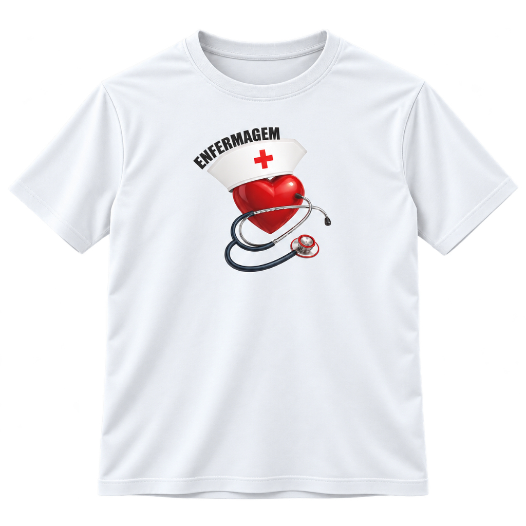 Camiseta Enfermagem Masculina e Feminina Personalizada 100% Poliéster