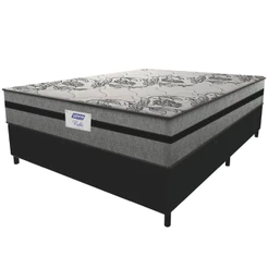 Cama Box Casal Queen Colchão Gazin Com Molas Ensacadas Rubi 158x198x70cm Suede Preto/Cinza