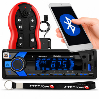 Aparelho de Som Carro Radio Automotivo Bluetooth Pendrive Sd Rádio Colorido + Controle Stetsom 500m