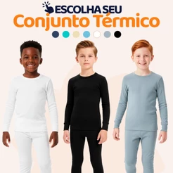 Escolha seu Conjunto Térmico Infantil Menino Quentinho Para Inverno Masculino De Frio Liso Blusa Térmica Manga Longa L07