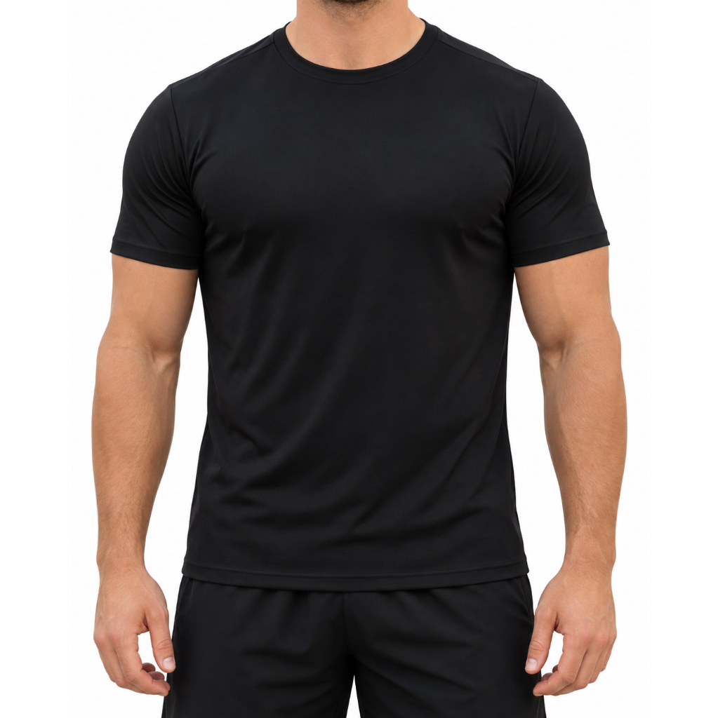 Camiseta Masculina Dry Fit Lisa Academia Corrida Treino Fitness UV Leve com Elasticidade Secagem Rápida Confortável