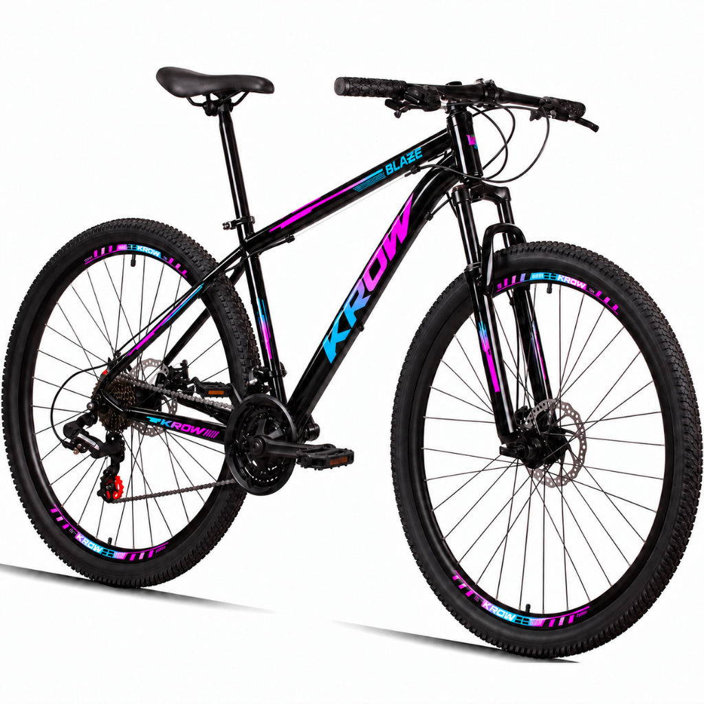 Bicicleta Aro 29 Aço Carbono Suspensão Dianteira Freios a Disco 21 Marchas Krow Bikes