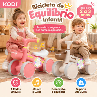 Carrinho de Equilíbrio Infantil Seguro para Bebê com Música Luzes Brinquedo Educativo PP