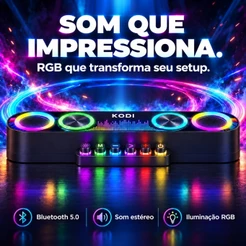 Caixa de Som Bluetooth Gamer Soundbar Alta Iluminação Led Rgb para Computador Pc Notebook Tv Usb