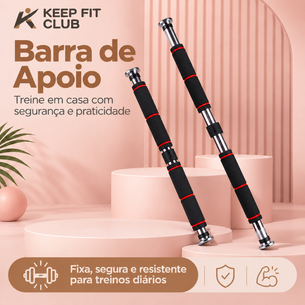 Keepfitclub Barra Fixa Flexão Porta Apoio Regulável 60 a 100 Cm