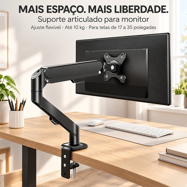 Suporte de Monitor Ajustável 17-34 Polegadas - Pendura de Parede, Elevação Livre para Escritório U1