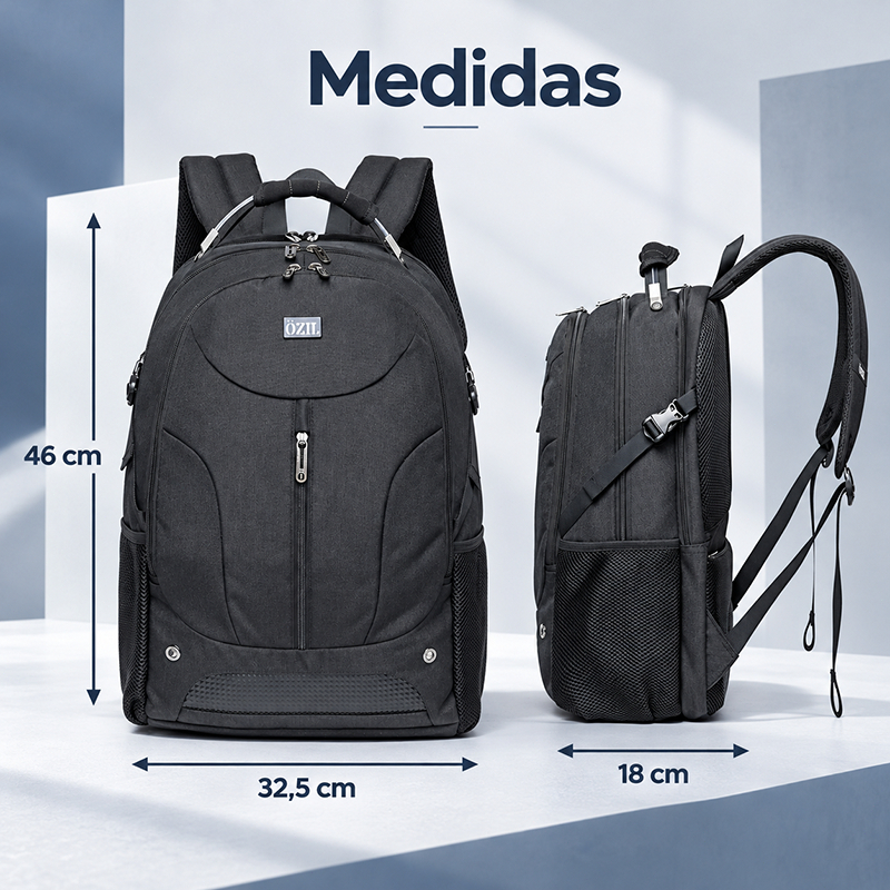 Mochila Ozil 27L Grande Preta Notebook 17 Polegadas Resistente Faculdade Viagem Bolso Antifurto · foto 2