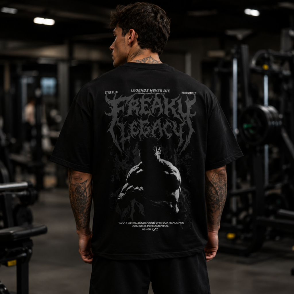 Camiseta Oversized Legacy Season Ganley Streetwear Academia 100% Algodão Camisa Estampada Casual Premium Gym