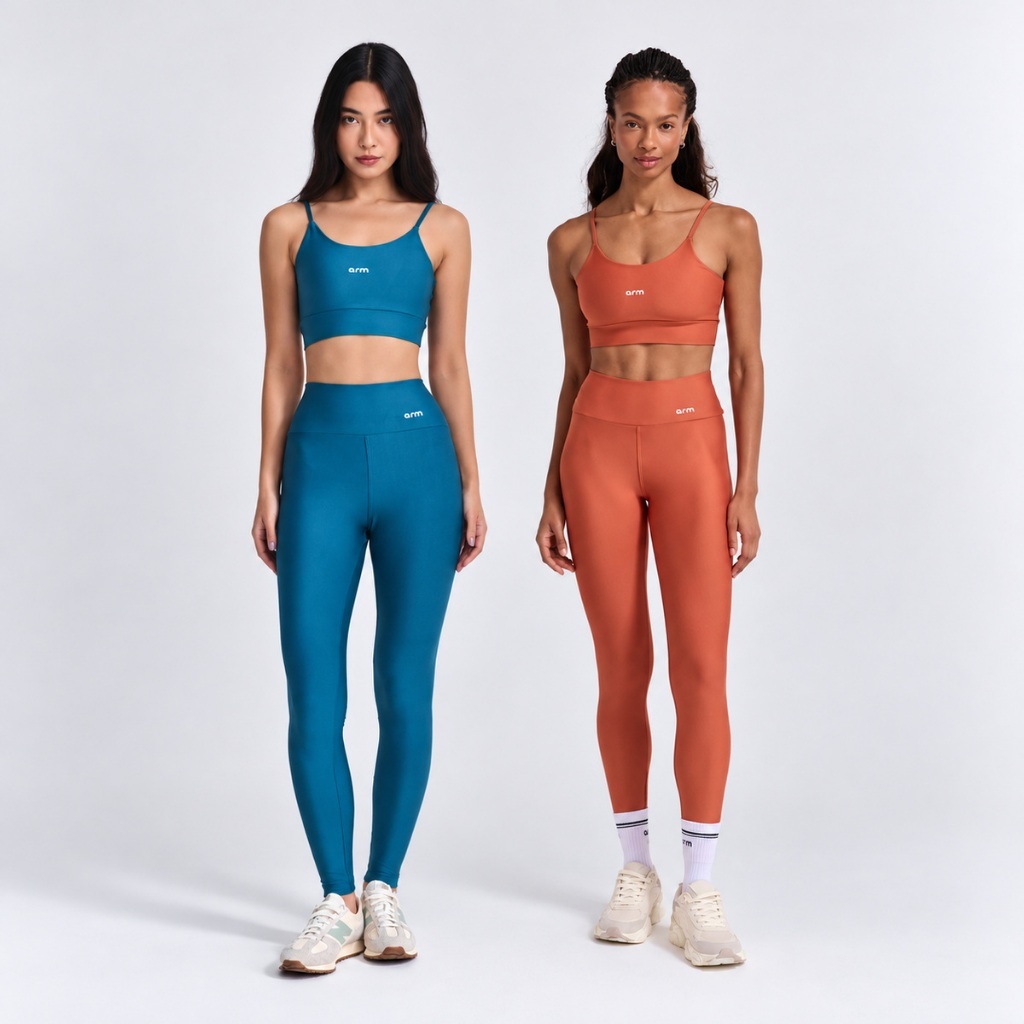 Imagem Kit 2 Conjuntos Fitness Feminino Legging e top Elixir + Terracota