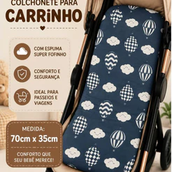 Colchonete para Carrinho Moises Preto Colchão para carrinho de bebe Preto Liso com espuma