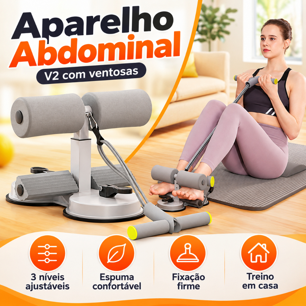 Abdominais Ventosas Fortes 3 Ajustes | Protege Barriga/Joelhos | Casa/Academia -V2