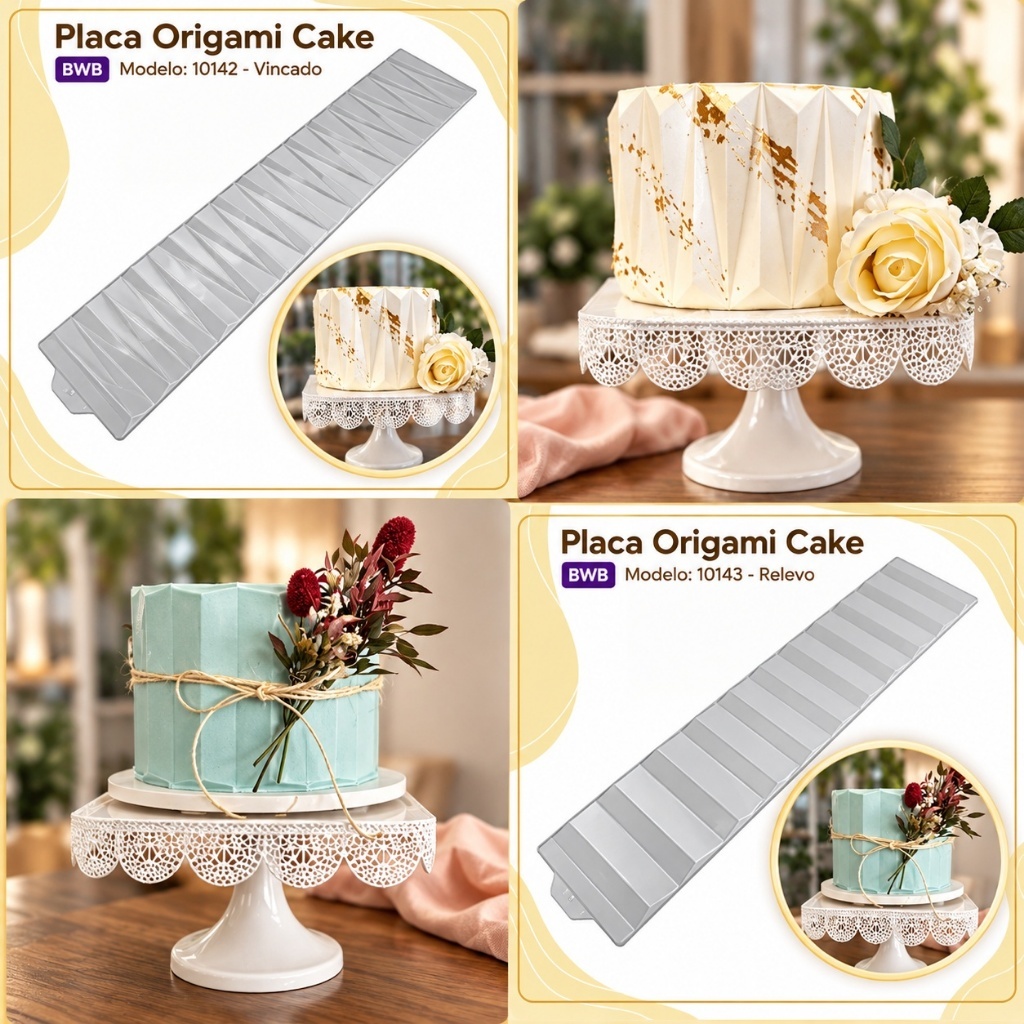 Placas Textura BWB Texturizar Bolos Origami Cake 12 modelos(CHOCO) · foto 2