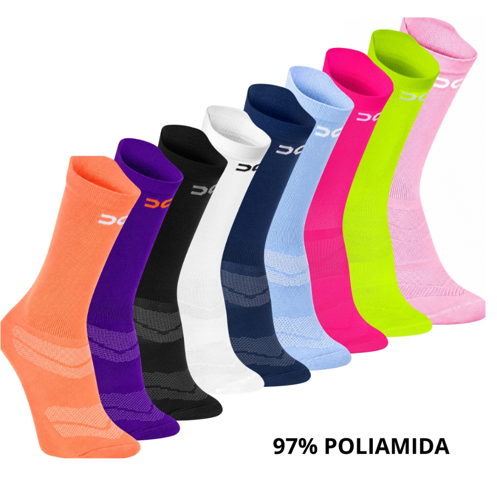 Kit 2 pares Meia Esportiva Corrida Unissex Cano Médio Esportes Academia Gym Dry Fit 97% Poliamida