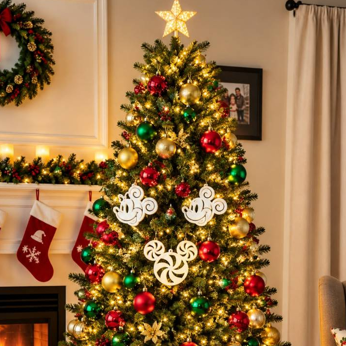 Kit com 3 Enfeites de Natal Mickey , Minnie e Bola - Deixe a sua árvore estilosa