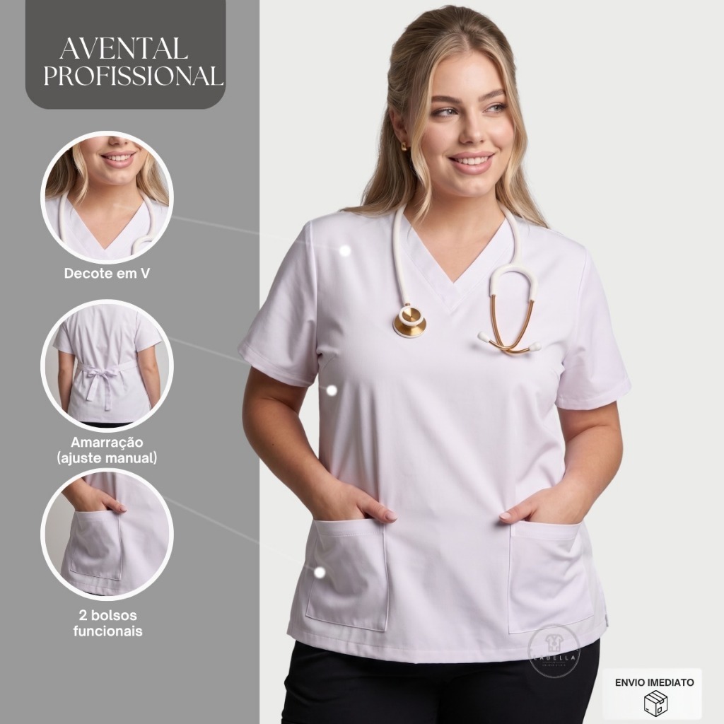 Camisa Scrub Avulsa Bata Feminina Acinturada de amarrar Plus Size -SH
