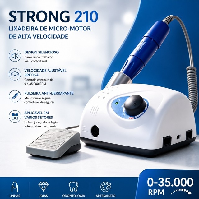 Motor Lixadeira de Unhas Strong 211/210 Profissional La Doce Manicure 35000RPM Bivolt 110v/220V