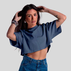 Cropped Oversized Feminino Malha Texture 100% Algodão 300g – BRUNX