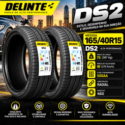 Kit 2 Pneu 165/40r15 75w Delinte Ds2 Xl