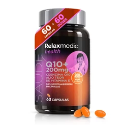 Coenzima Q10+ 200mg + Vitamina E + Energia e Disposição + Antioxidante + Coração e Cérebro + Alta Absorção Relaxmedic