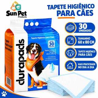 Tapete Higiênico para Cães Cachorro Premium Sanitário Durapets 30 Unds 60x80cm TuimPads 30 Unds 60x55cm