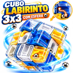 Cubo Mágico 3x3 Labirinto com Bolinha 3D - Brinquedo Educativo Lógico Anti-Stress Infantil e Família