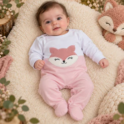 Macacão bebê menina raposinha rosa Mavie
