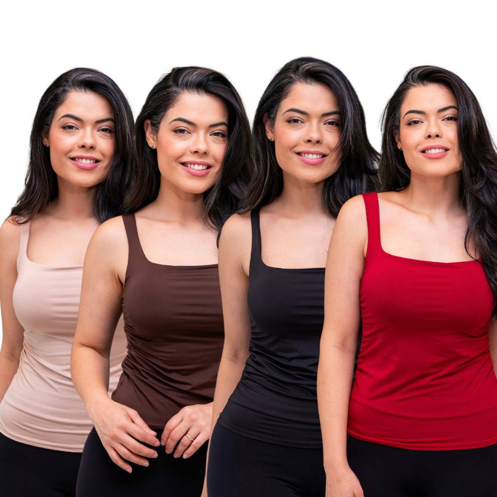Blusinha Feminina Regata Suplex Alcinha Decote Quadrado Basica Casual Regatinha