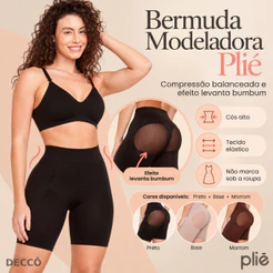 Modelador Feminino Bermuda Plie Cós Baixo Compressão