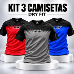 Kit 3 Camisetas Esportivas Masculinas Dry Fit Manga Curta Corrida Caminhada Fitness Treino Academia Respirável
