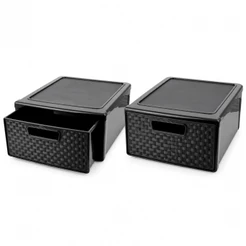Kit 2 Gaveteiro Modular Decoração Rattan Empilhável 32,8 cm - Nitron