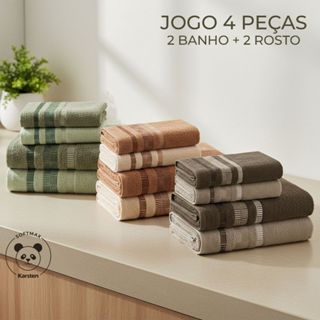Jogo De Toalha Banho Jacquard Karsten Grossa 4 Peças 100% Algodão Toque Macio Softmax Moreto em Oferta na Shopee