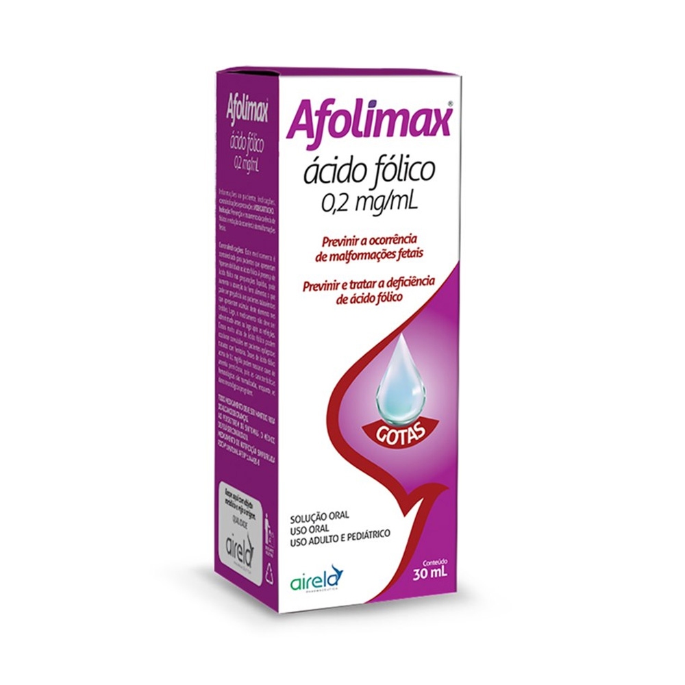Ácido Fólico Afolimax 0,2mg/ml Gotas 30ml em Oferta na Shopee