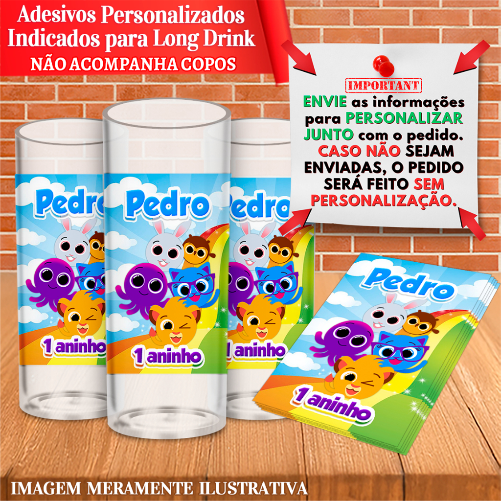 Adesivos Personalizados Bolofofos - Circo rosa - Jardim - Magali - Moana - Indicados para Copo Long Drink em Oferta na Shopee