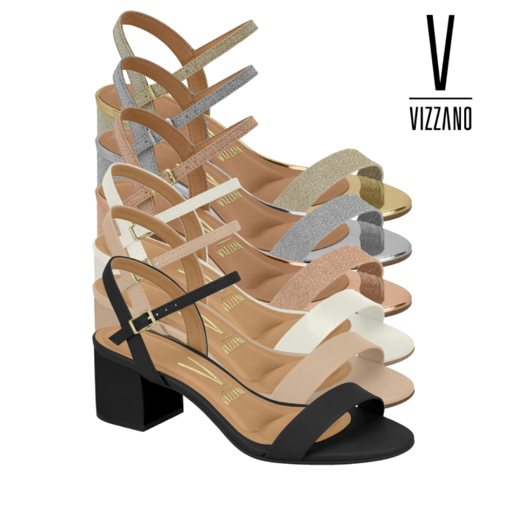 Sandália Feminina Casual Vizzano Salto Grosso Baixo Bloco Confortável Original Com Fivela 6291900